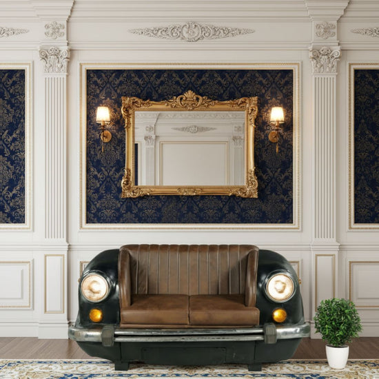 Vintage Car Front Sofa Distressed Leather Auto Art Seat