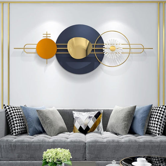 Orbital Balance Round Metal Wall Art (60 x 25 Inches)