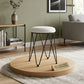 Modern 18-Inch Grey Padded Vanity Stool - Metal Wire Frame Seat