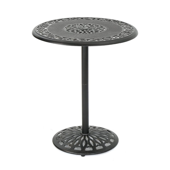 Elegant Outdoor Metal Table with Ornate Floral Pattern-Hansart, Tables, Enhance your outdoor living space with this Elegant Outdoor Cast Aluminum Bistro Table. Crafted from durable, weather-resistant cast aluminum, this stylish round table features an ornate floral design on both the tabletop and base, bringing classic charm to your patio, garden, or balcony. The sturdy pedestal base provides excellent stability, while the powder-coated finish ensures long-lasting beauty, even in the elements. Perfect for c