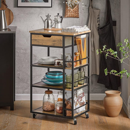 Industrial Rolling Kitchen Cart & Prep Station with Drawer