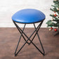 Blue Round Padded Vanity Stool - 16" Diameter Cross Leg Chair