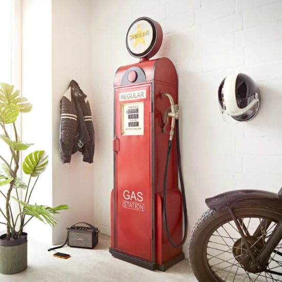 Retro Red Gas Pump Storage Cabinet