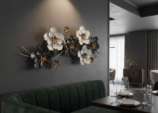 Large Blooming Floral Metal Wall Art Sculpture Decor