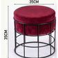 Modern Maroon Velvet Round Ottoman - 35cm Industrial Metal Stool