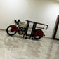 Vintage Motorcycle-Themed Bar Counter with Storage & Wine Rack