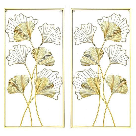 Set of 2 Golden Zinco Leaves Frames Metal Wall Art