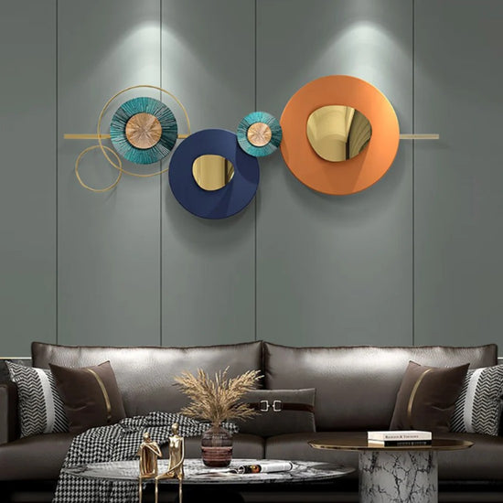 Golden Connection Circles Metal Wall Art (60 x 24 Inches)