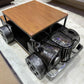 Hansart Special Vintage Car-Inspired Bar Table with Industrial Metal Frame