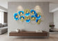 52 Inches Large Blue Gold Metal Floral Wall Art 3D Luxury Decor