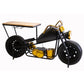 Metal Rock Motorcycle Bar Table with Storage and Glass Holders