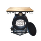 Vintage Locomotive-Themed Bar Table with Glass Holder & Storage