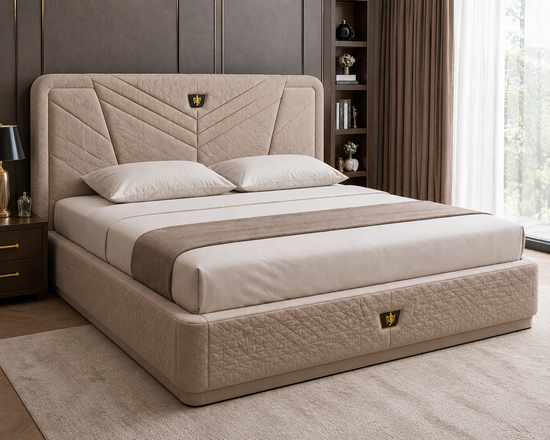 Luxury Queen Size Box Storage Bed with LED Lights