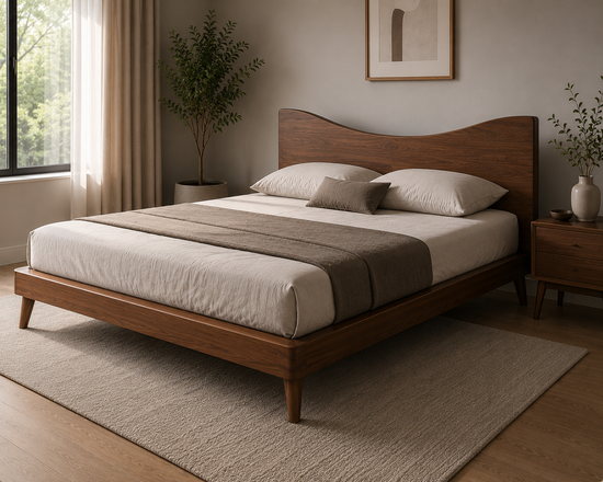 Premium Hardwood Bed with Foam Mattress & Pillows