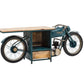 Vintage Triumph Motorcycle Console Table with Storage, Teal Finish