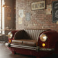 Burgundy Vintage Car Sofa Brown Leather Auto Art Lounge