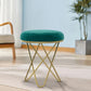Elegant 45cm Emerald Ottoman - Velvet Padded Stool with Gold Base