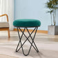 Modern Emerald Velvet Vanity Stool - 18" Gold Cross-Leg Ottoman