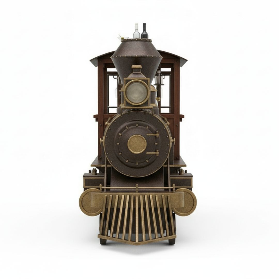 Model of a steam locomotive on a white background