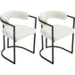 2-Piece White Bouclé Chair Set - Stylish Curved Back Vanity Seats