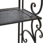 Vintage Black Metal 4-Tier Scrollwork Baker’s Rack, HANSART, Add timeless charm and versatile storage to your home or garden with this Vintage Black Metal 4-Tier Scrollwork Baker’s Rack. Crafted from durable wrought iron with a classic black finish, this freestanding shelving unit showcases intricate scrollwork and a heart-shaped accent that brings an elegant touch to any space. With four spacious shelves, it’s perfect for displaying plants, decorative accents, kitchenware, or garden tools. Its open design 