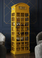 Antique Yellow Telephone Booth Bar Cabinet & Wine Holder