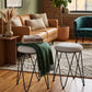 Modern 18-Inch Grey Padded Vanity Stool - Metal Wire Frame Seat