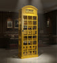 Antique Yellow Telephone Booth Bar Cabinet & Wine Holder