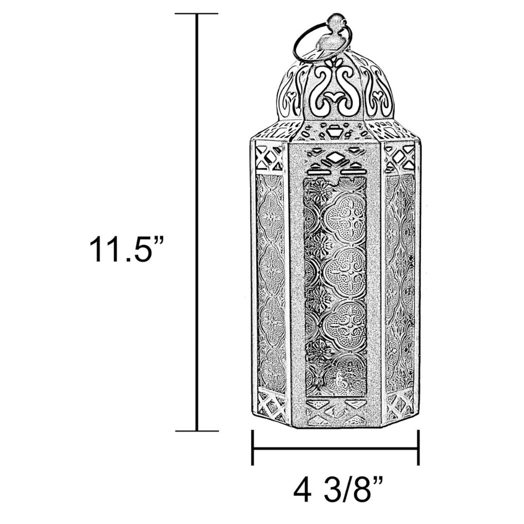 Vintage Moroccan Style Black Lantern with Yellow Glass Panels-Hansart-Hansart, Add a touch of exotic elegance to your home décor with this beautifully crafted Moroccan-style lantern. Featuring intricate cut-out patterns on a sturdy metal frame and vibrant yellow embossed glass panels, this lantern casts a warm, inviting glow when lit. Standing 11.5 inches tall, it’s perfect for tabletop centerpieces, hanging displays, or as a charming accent in both indoor and outdoor settings. Whether used with candles or 