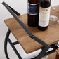 Industrial Round Rolling Bar Cart with Wine Rack & Two Shelves