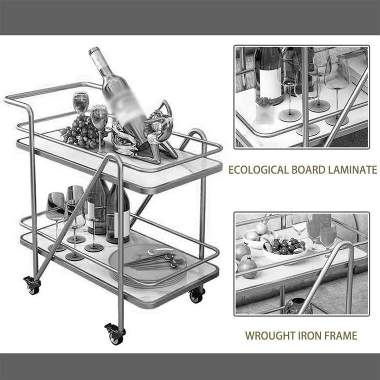 Modern Black Bar Cart with 2-Tier White Top
