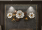 Large Pleated Metal Floral Wall Art 3D Luxury Decor