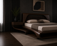 Modern Curved Wooden Bed with Floating Platform