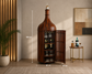 Bottle Shaped Sheesham Wood Bar Cabinet