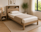Wooden Single Cot with Foam Mattress & Pillow Included