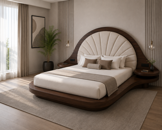 Elegant Hotel Style Bed with Solid Wood Frame