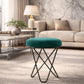Modern Emerald Velvet Vanity Stool - 18" Gold Cross-Leg Ottoman