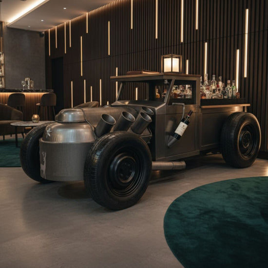 Metal Hot Rod Bar Cart Industrial Liquor Cabinet & Serving