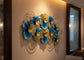52 Inches Large Blue Gold Metal Floral Wall Art 3D Luxury Decor
