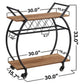 Industrial Round Rolling Bar Cart with Wine Rack & Two Shelves