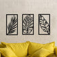 Calming Leaf Set of 3 Black Frame Metal Wall Art, Tropical Palm Leaf Wall Decor for Living Room, Bedroom, or Office