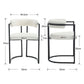 2-Piece White Bouclé Chair Set - Stylish Curved Back Vanity Seats