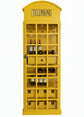 Antique Yellow Telephone Booth Bar Cabinet & Wine Holder