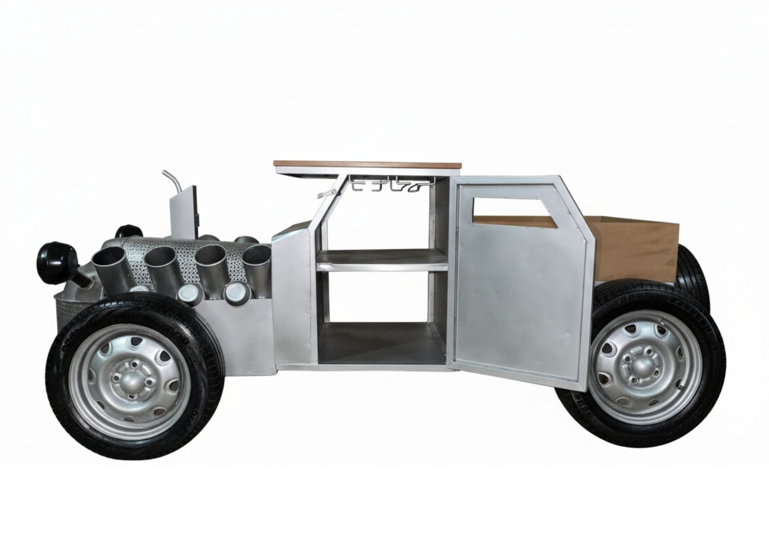 Model of a vintage car on a white background