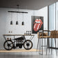 Vintage Motorcycle Bar Table with Storage & Wine Rack 71 Inches