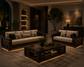 Luxury LED Wooden Sofa Set