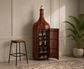 Bottle Shaped Sheesham Wood Bar Cabinet