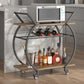 Industrial Round Rolling Bar Cart with Wine Rack & Two Shelves