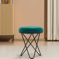 Modern Emerald Velvet Vanity Stool - 18" Gold Cross-Leg Ottoman
