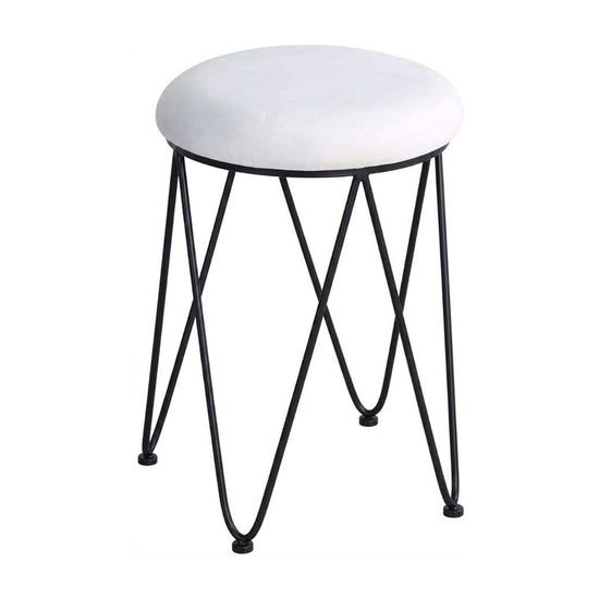 Modern 18-Inch Grey Padded Vanity Stool - Metal Wire Frame Seat